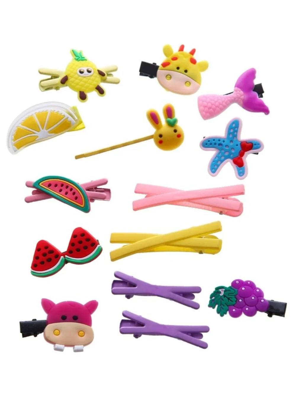 56PCS Toddler Hair Accessories Set: Colorful Rainbow Barrettes, Pins, Candy Frui